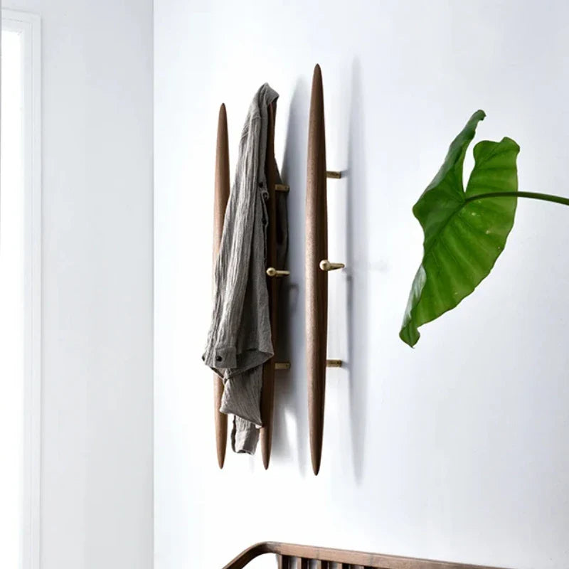 Solid Wood Coat Rack - Vintage Japanese Oak Wall Hanger