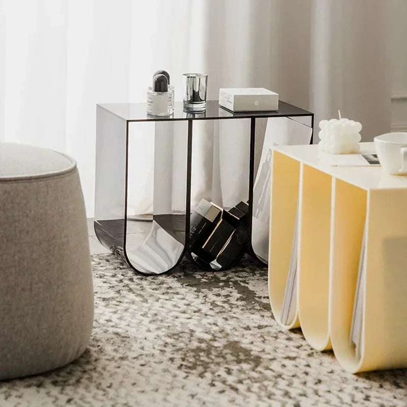 Acrylic Multipurpose Table - Embossed Design Clear Acrylic Side Table
