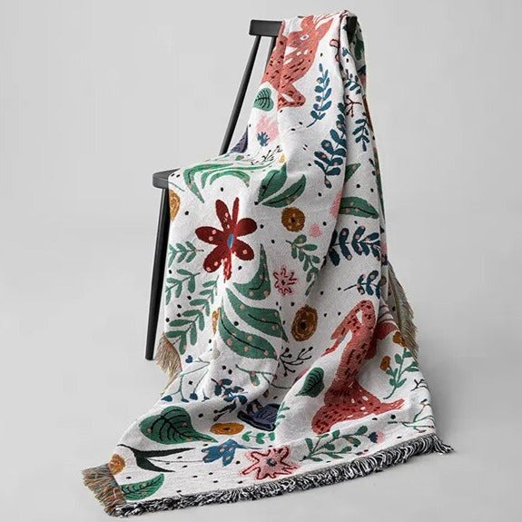 Holiday Throw Blanket - Cozy Deer Forest Design