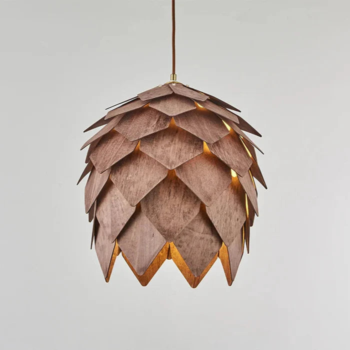 Solid Wood Chandelier – Pine Cone Ceiling Lamp