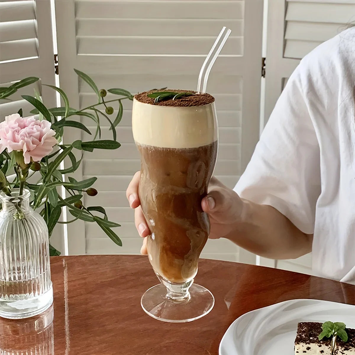 Wavy Cone Glass Cup - Stylish Durable Beverage Glass