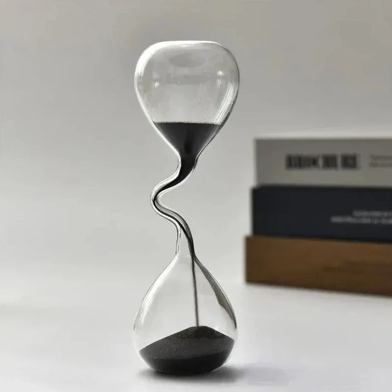 Hourglass Sand Clock - Curved Black Sand Timer