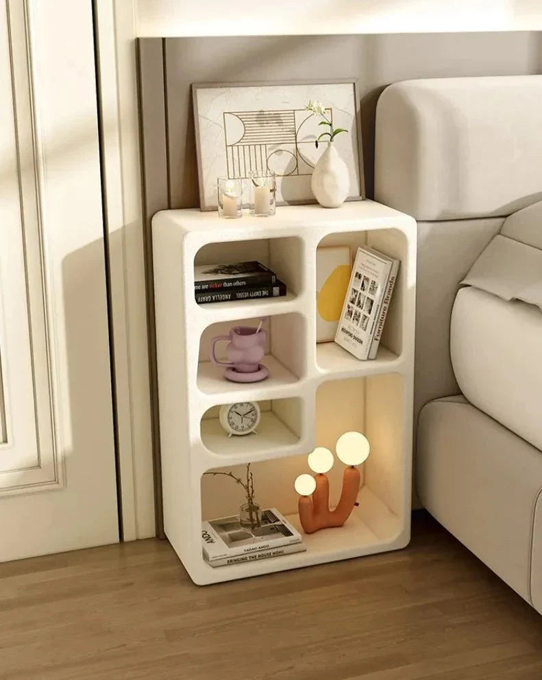Nordic Cabinet Nightstand - Wooden Side Table With Irregular Shelf Design