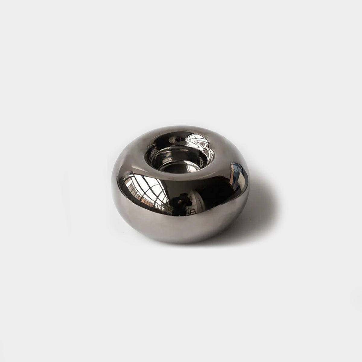 Silver Plated Candle Holder | Modern Ceramic Geometric Stand