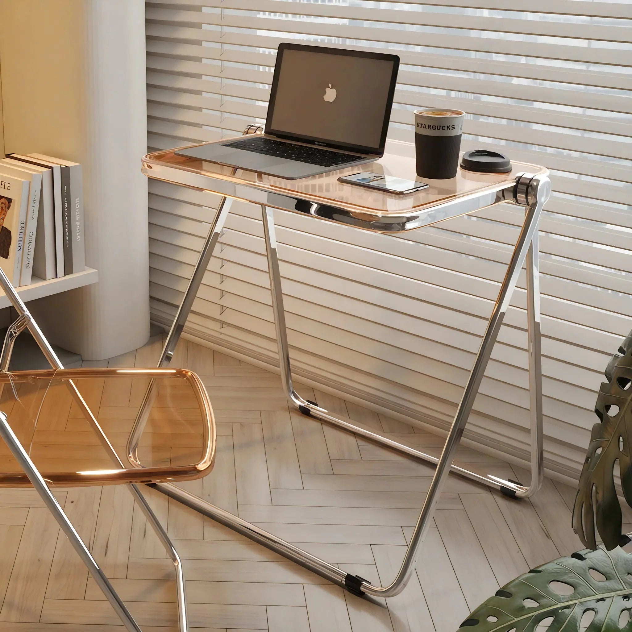 Foldable Acrylic Coffee Table - Transparent Medium Side Table