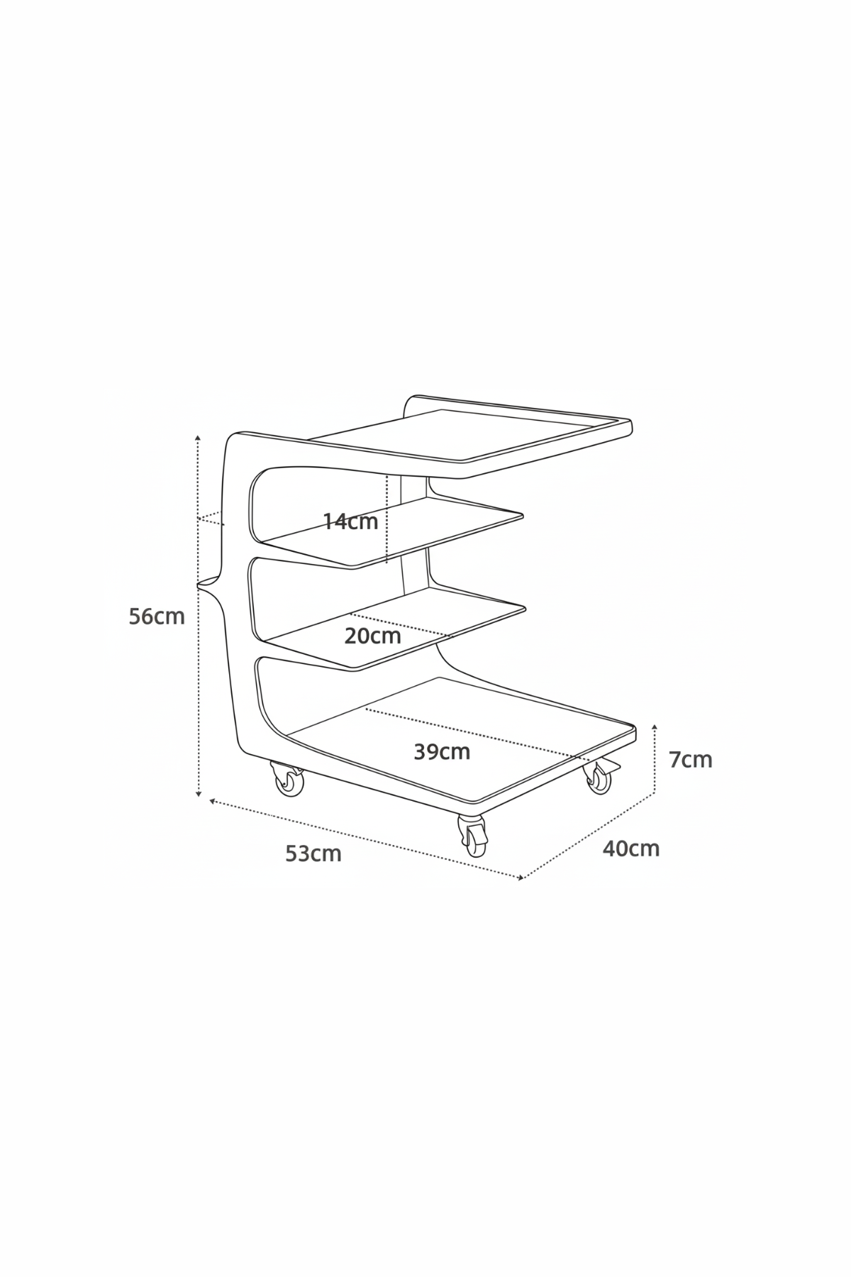 GLOSSY GLIDE | Contemporary Multi-Tier Organizer Cart