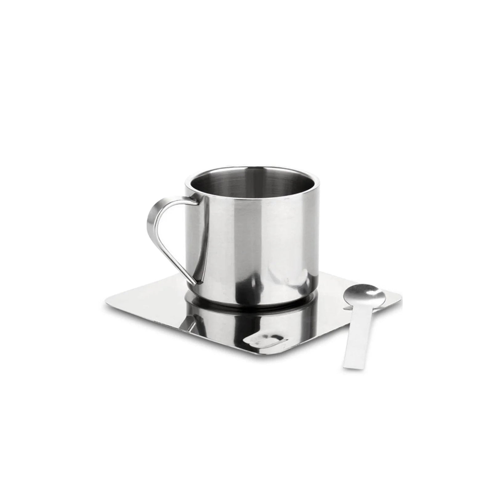 Thermal Coffee Set - Stainless Steel Double Wall Cup & Plate