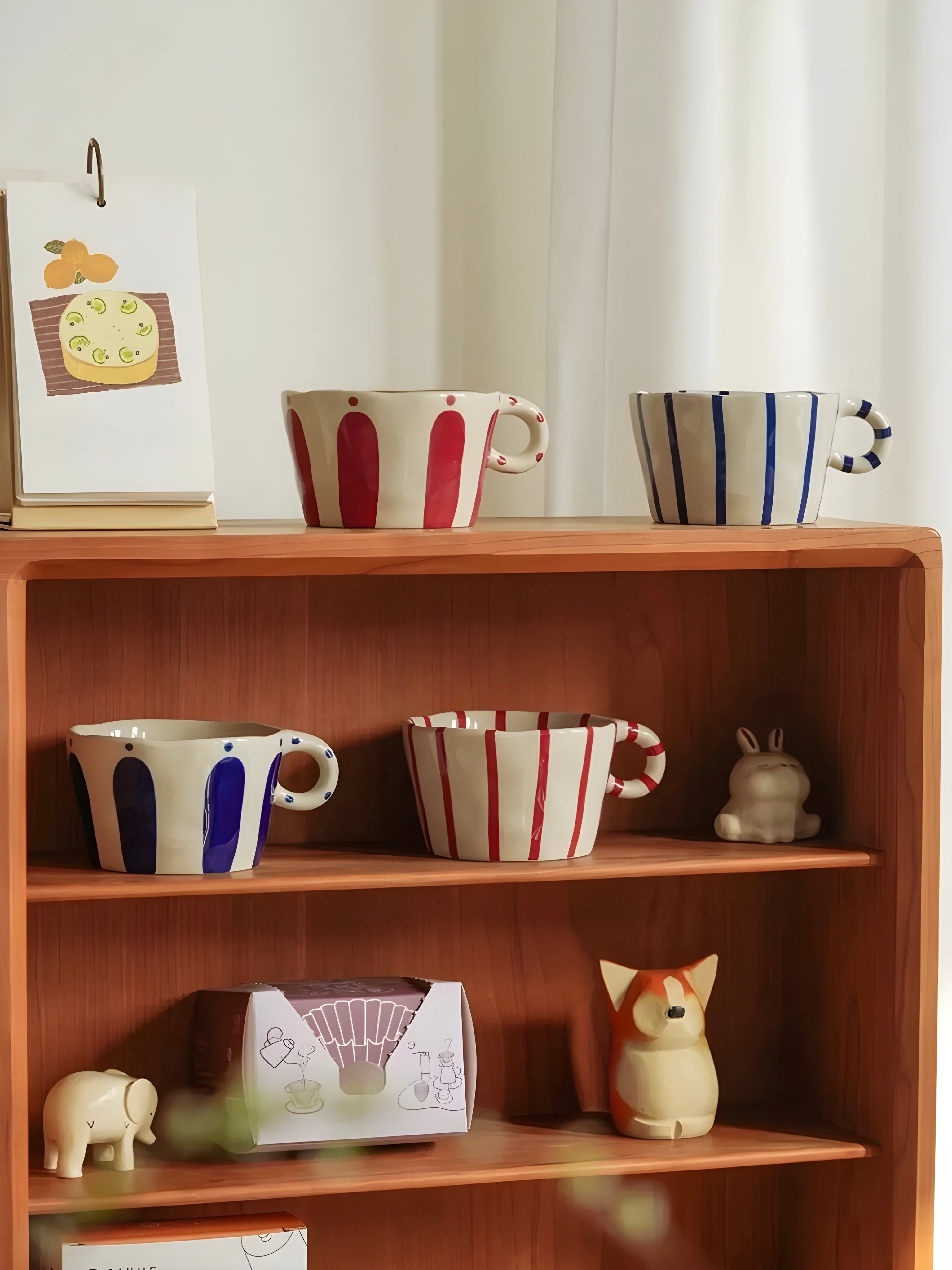 Striped Nordic Ceramic Mug, Handcrafted Finish