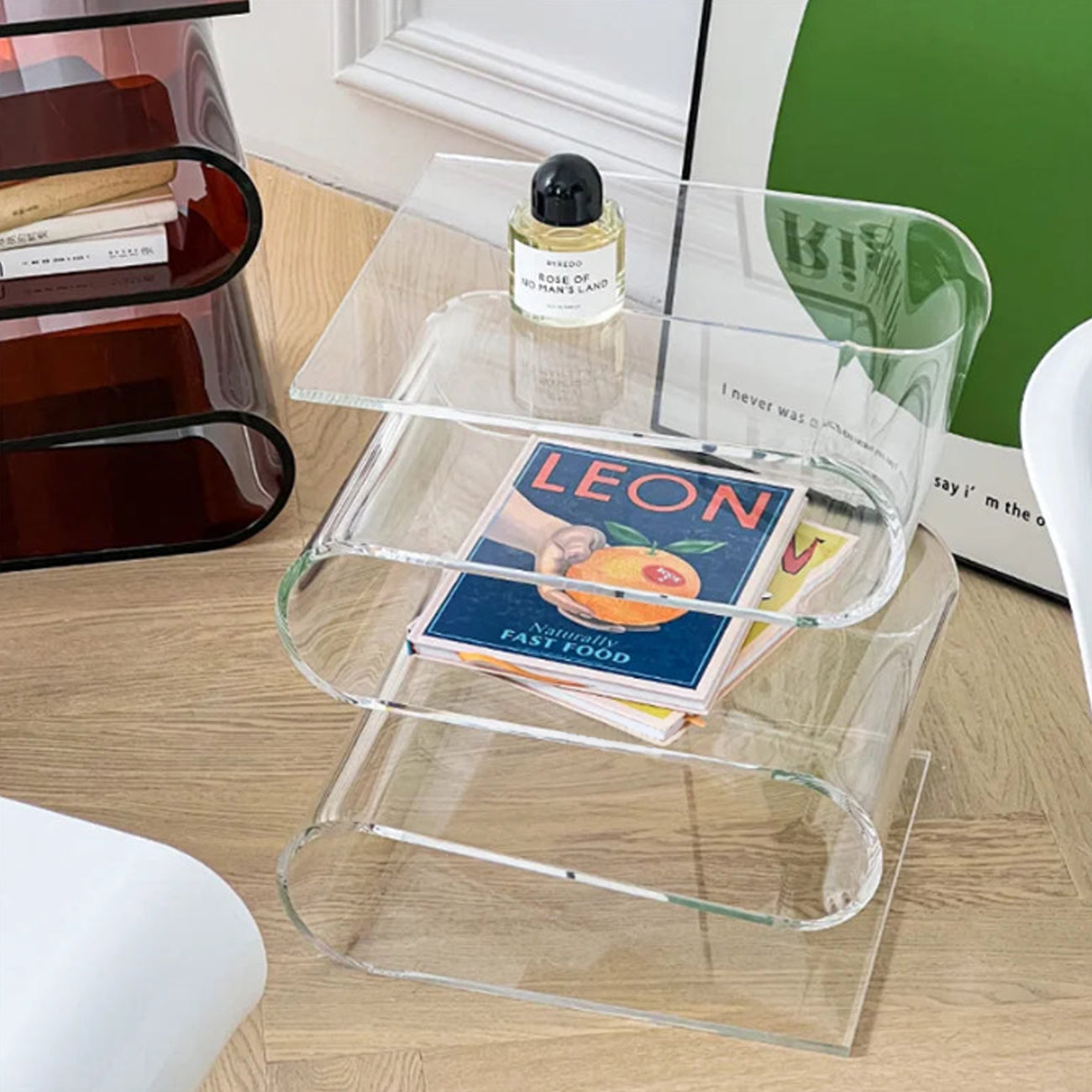 Acrylic Side Table – Modern Geometric Design