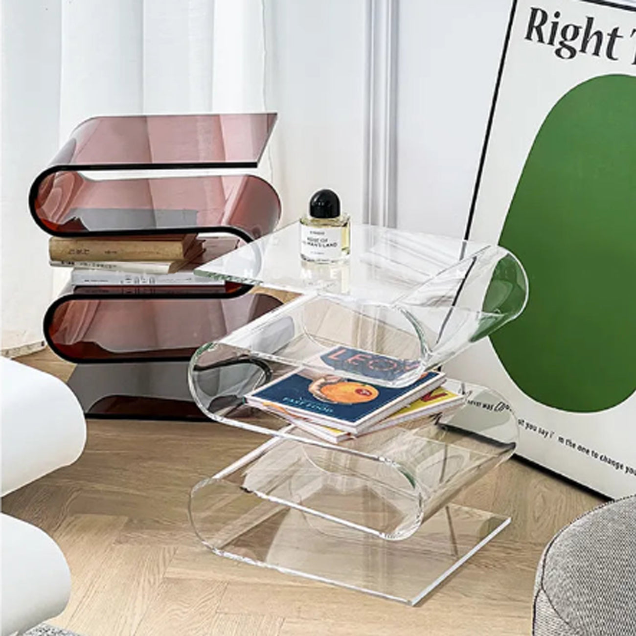 Acrylic Side Table – Modern Geometric Design
