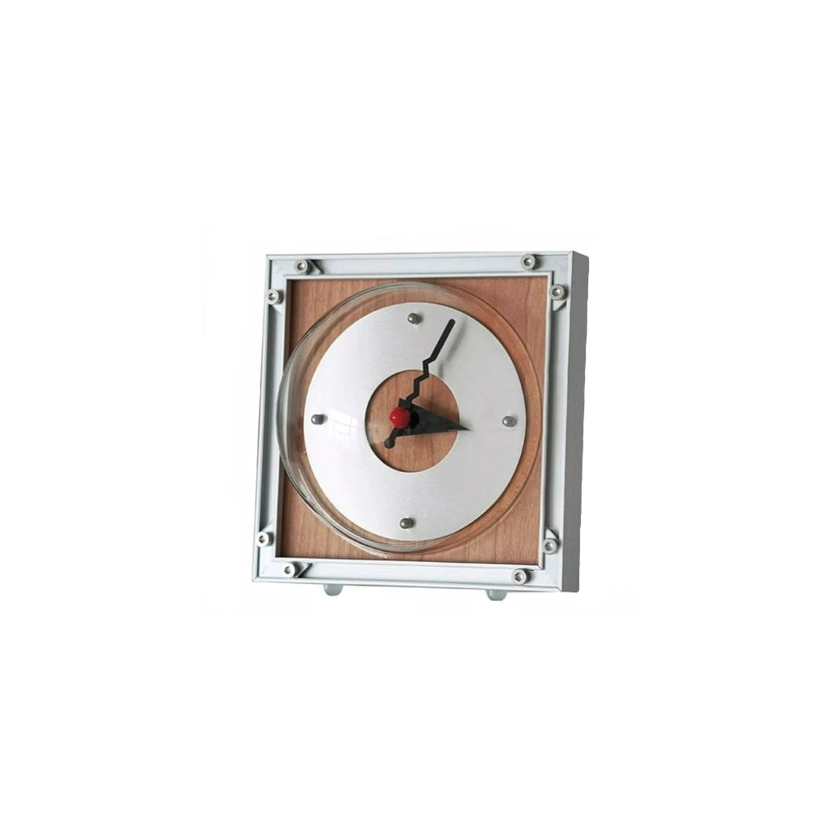 Vintage Aluminum Clock | Retro Wooden & Geometric Style