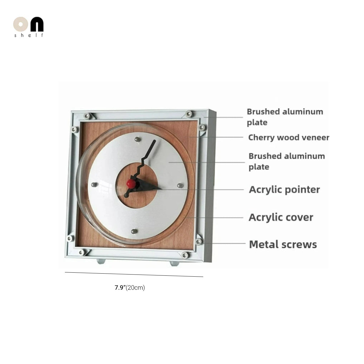 Vintage Aluminum Clock | Retro Wooden & Geometric Style