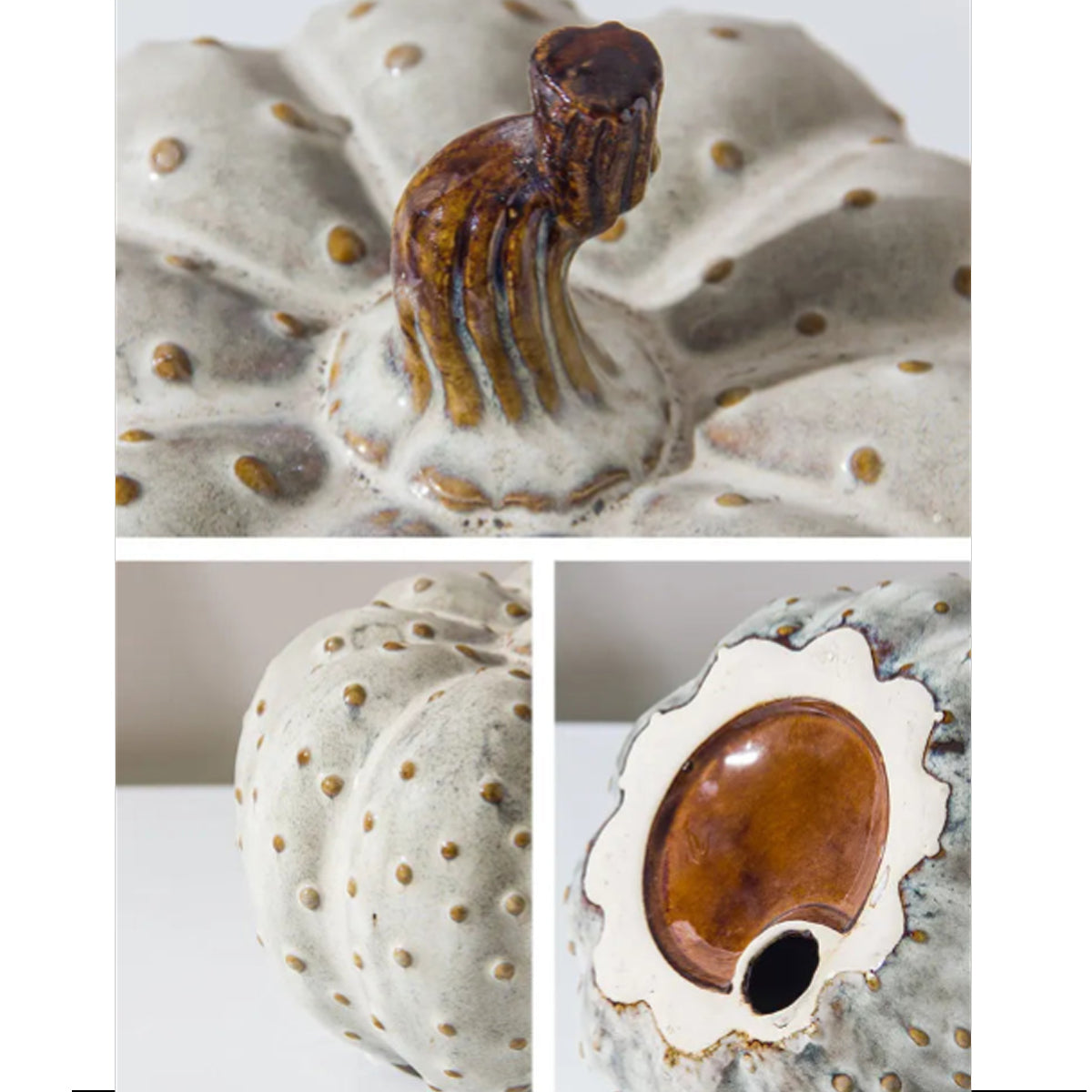 Porcelain Pumpkin Sculpture | Textured Ceramic Art 7x6"