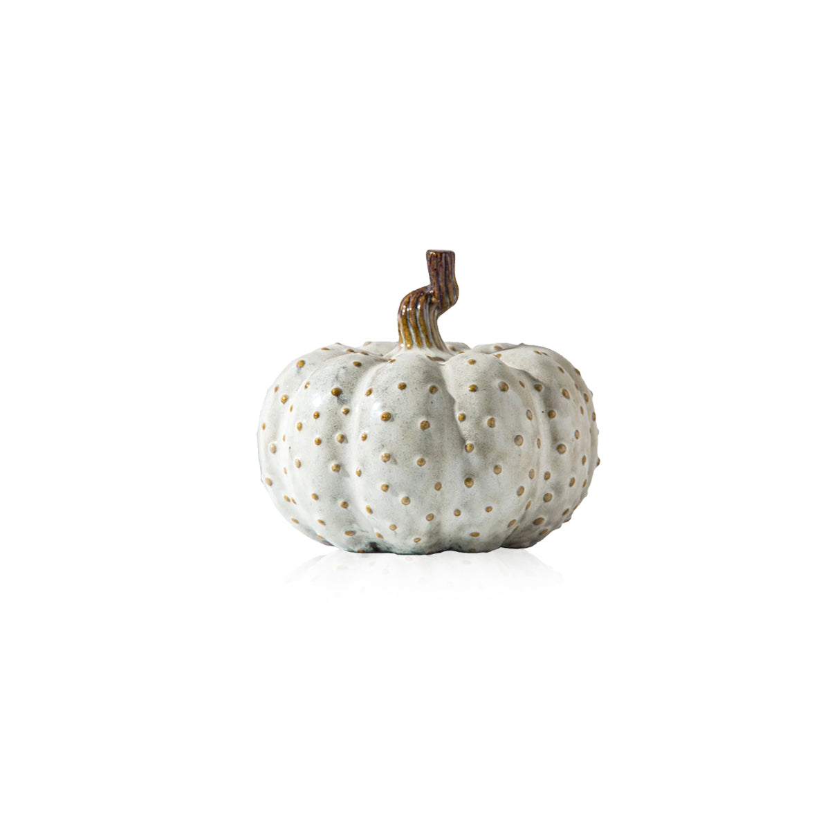 Porcelain Pumpkin Sculpture | Textured Ceramic Art 7x6"