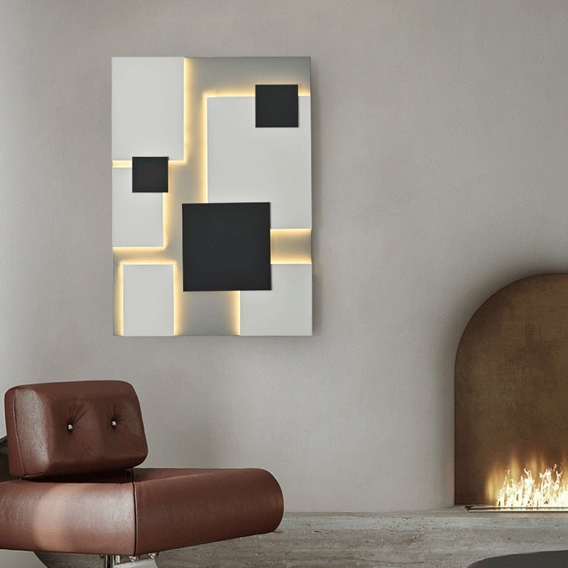 Abstract Wall Lamp – Modern Black White Geometry Fixture