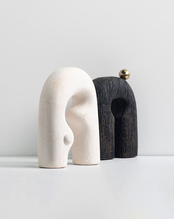 Abstract Art Statue - Ceramic Sculpture with Hand Shaped Curves