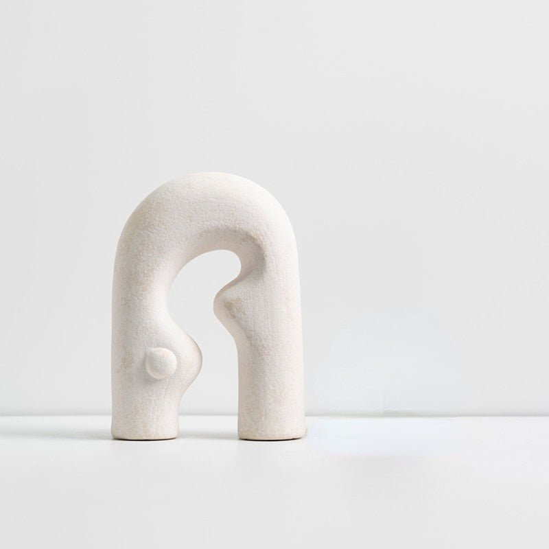 Abstract Art Statue - Ceramic Sculpture with Hand Shaped Curves