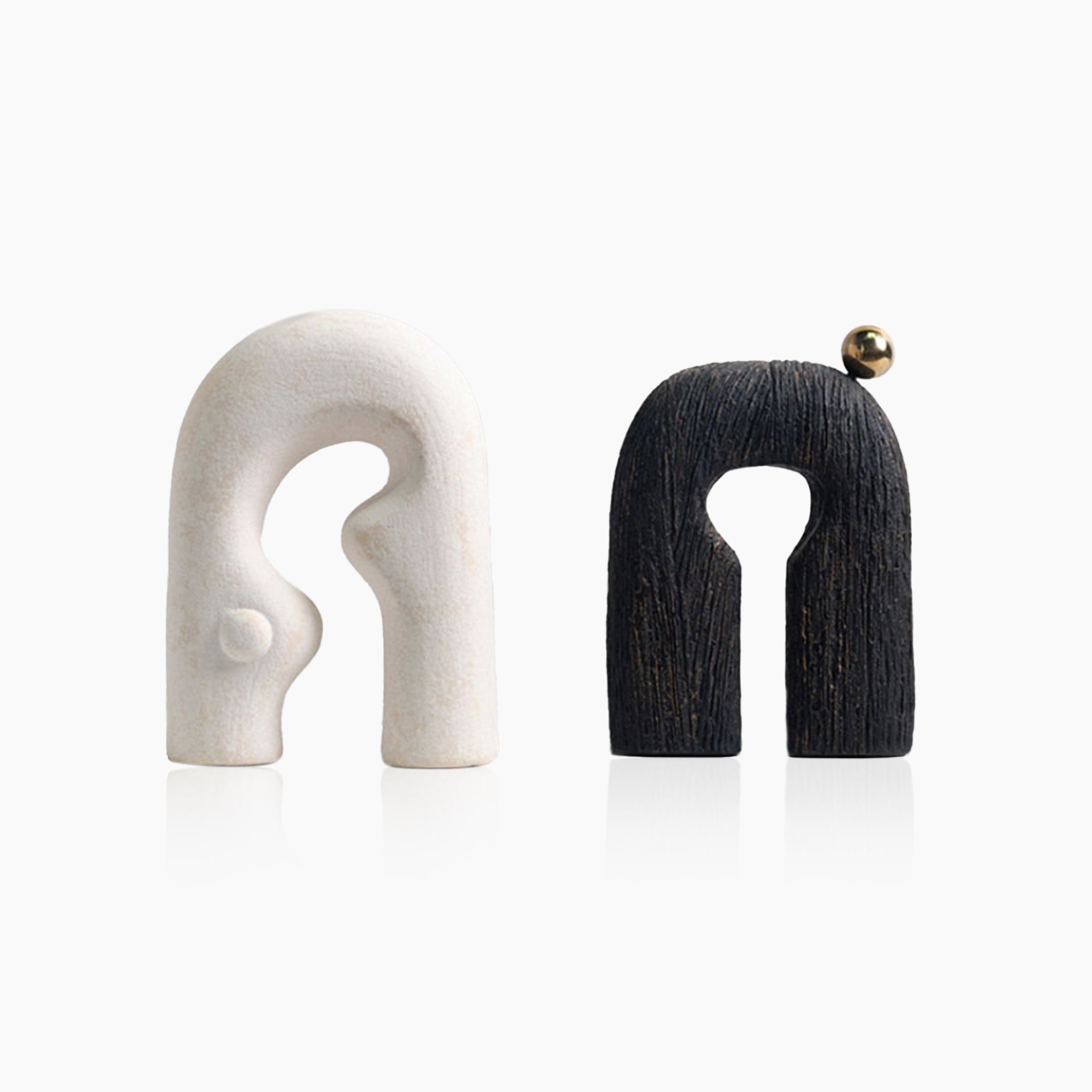 Abstract Art Statue - Ceramic Sculpture with Hand Shaped Curves