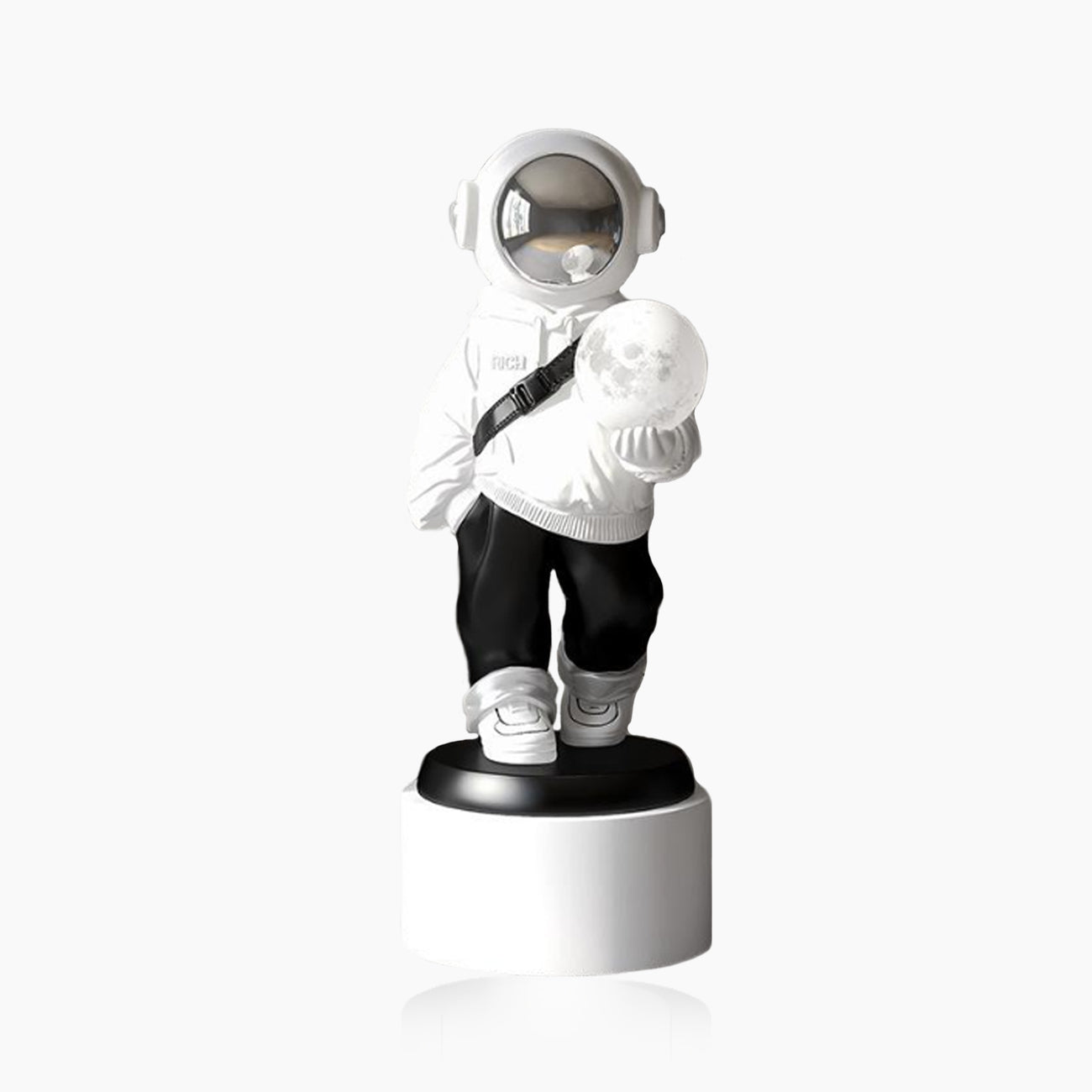 Astronaut Floor Statue Ceramic Sculpture With Moon Lamp