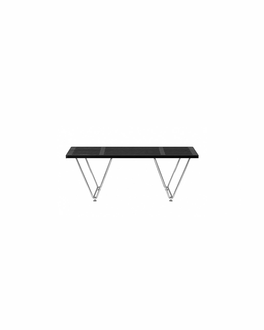Black finish slat bench, 100cm length, front view