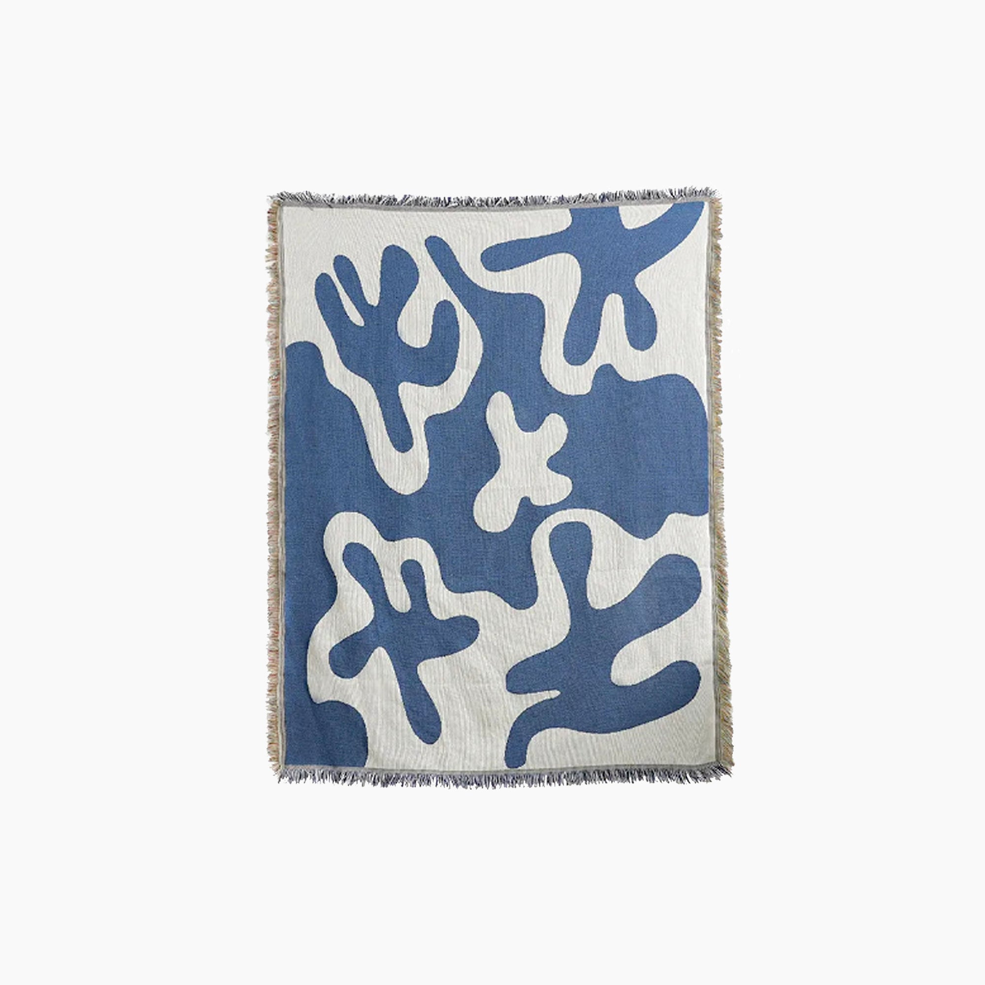 Abstract Art Throw Blanket - Blue Soft Cotton Cozy