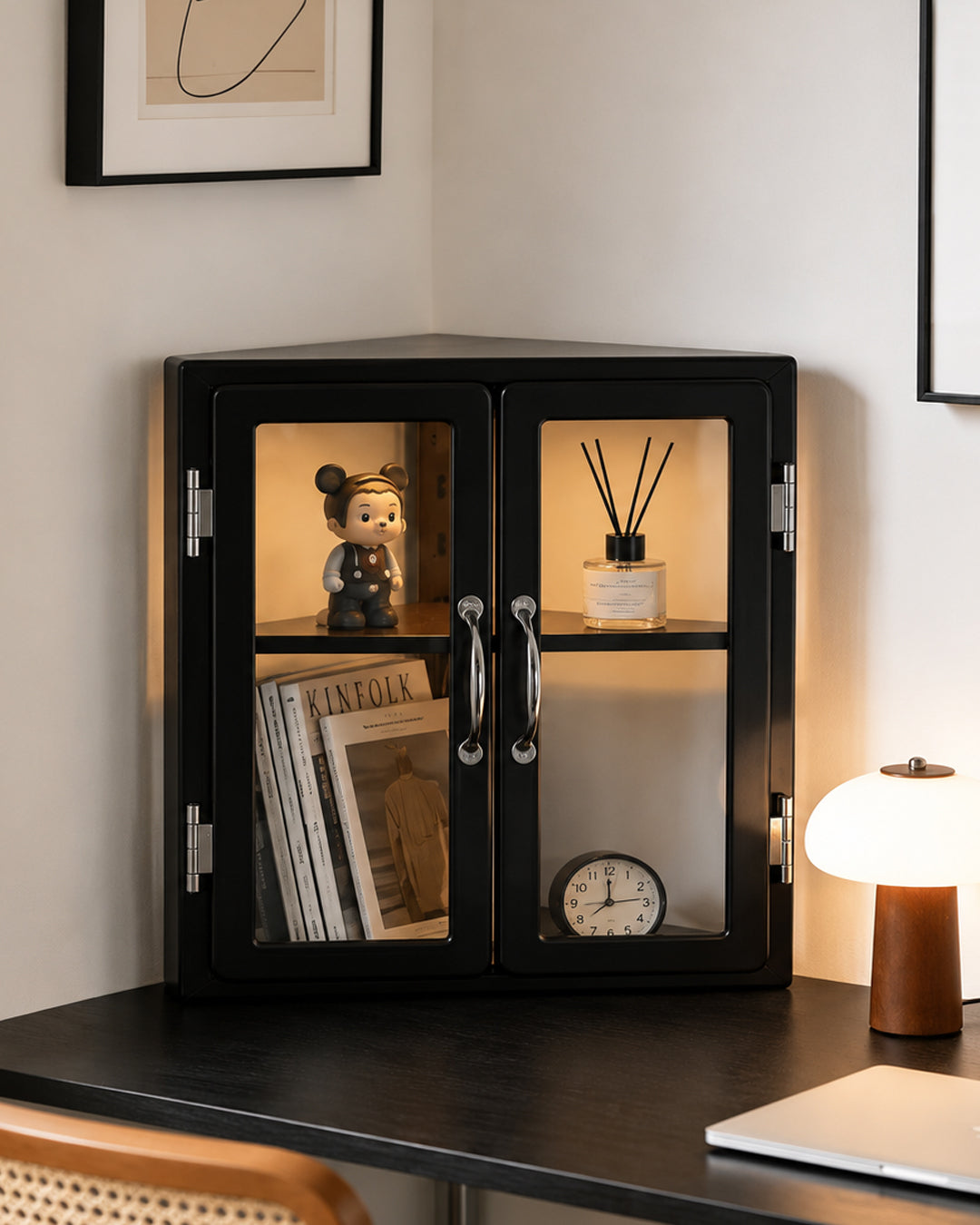 MCM vitrine cabinet interior shelf detail shot