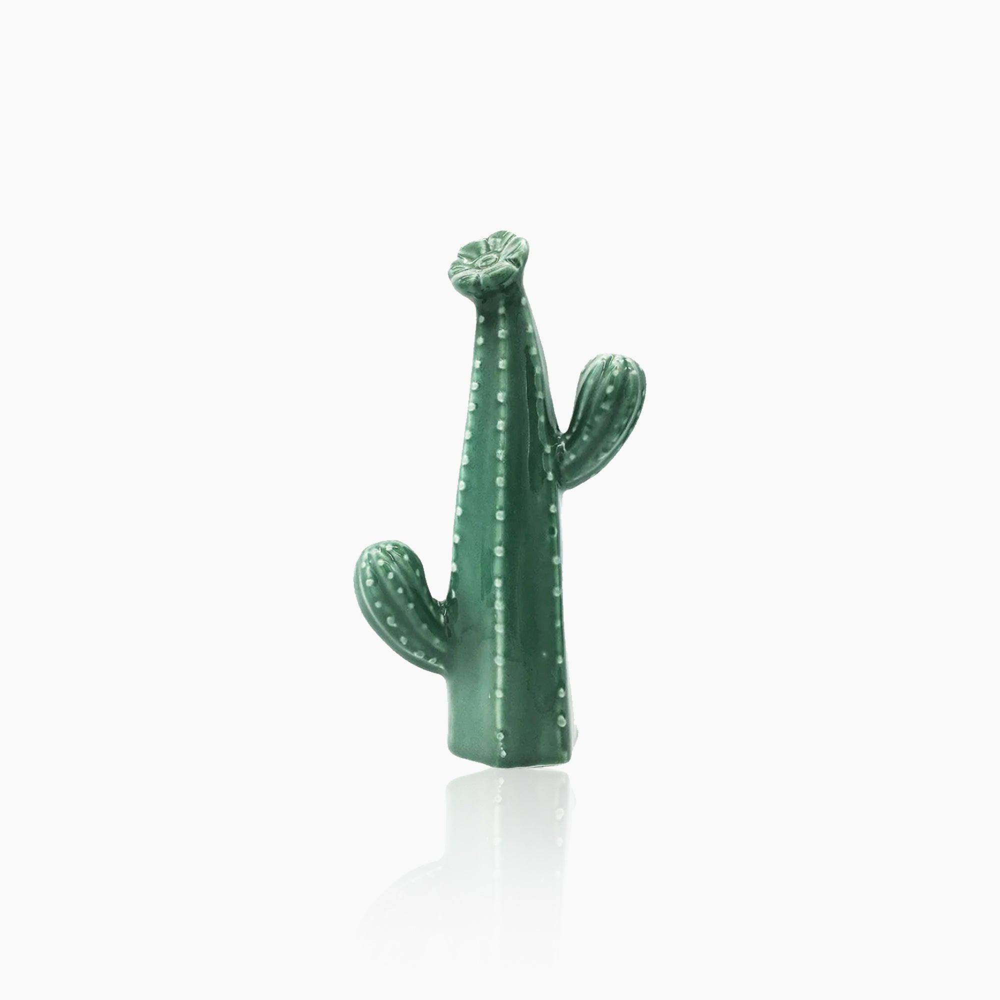 Green Ceramic Cactus Handcrafted Sculpture - Unique Art Piece
