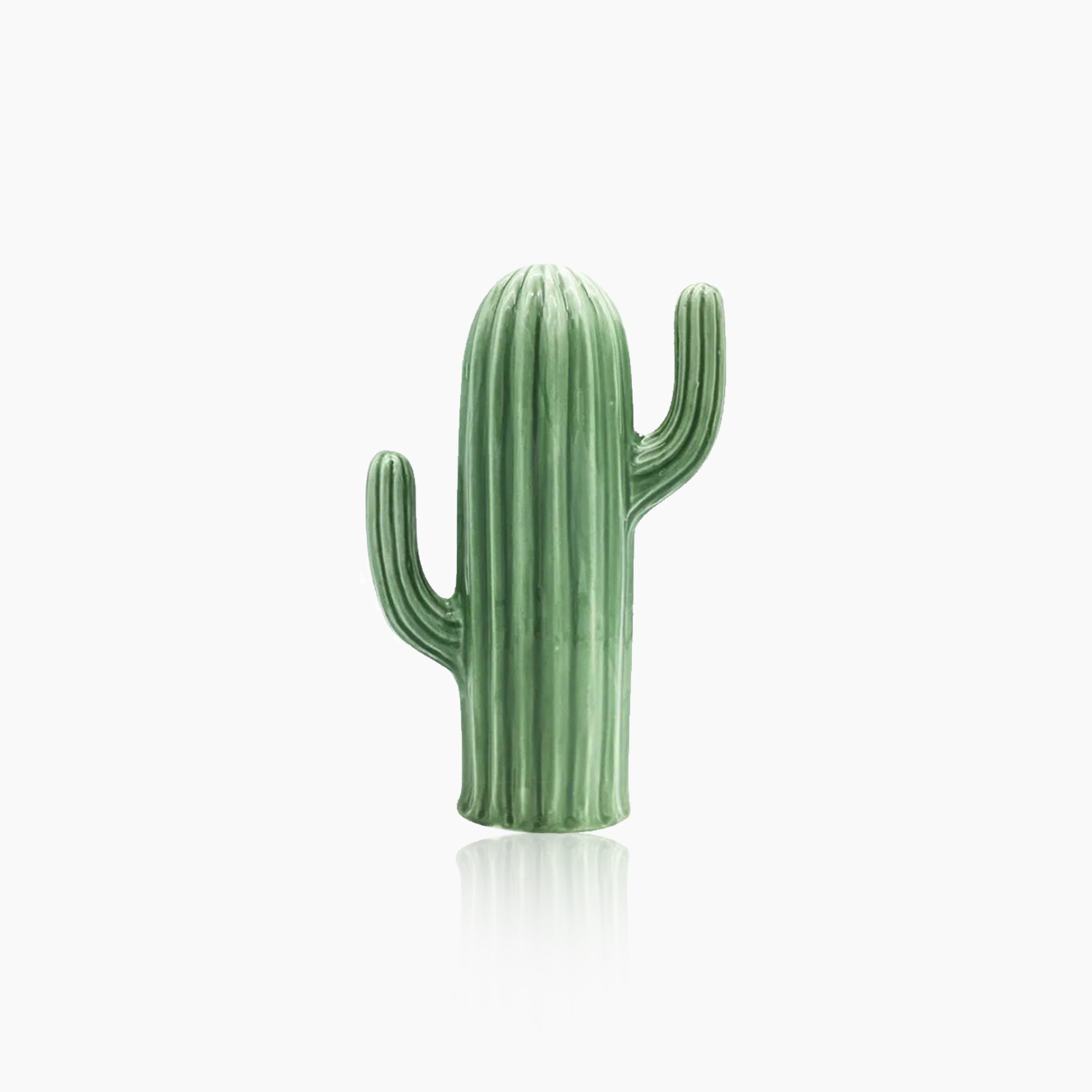 Green Ceramic Cactus Handcrafted Sculpture - Unique Art Piece