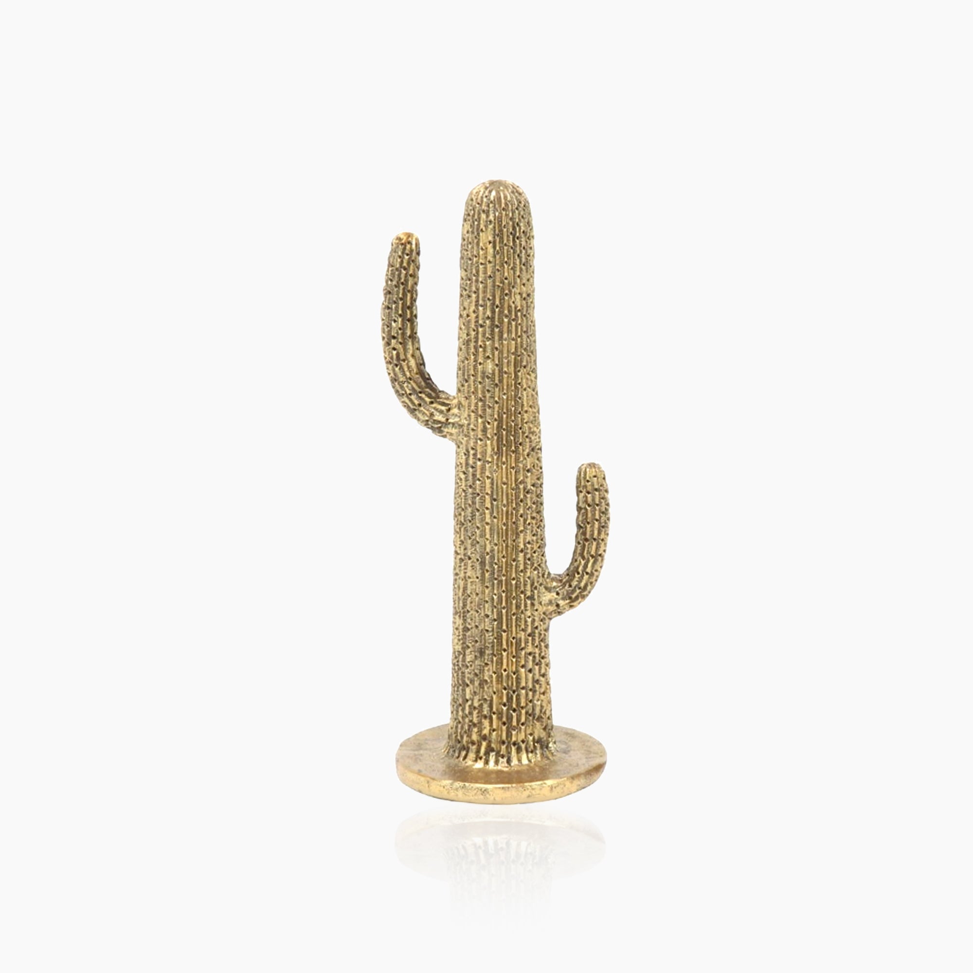 Gold Cactus Sculpture - Polystone Southwest Decor