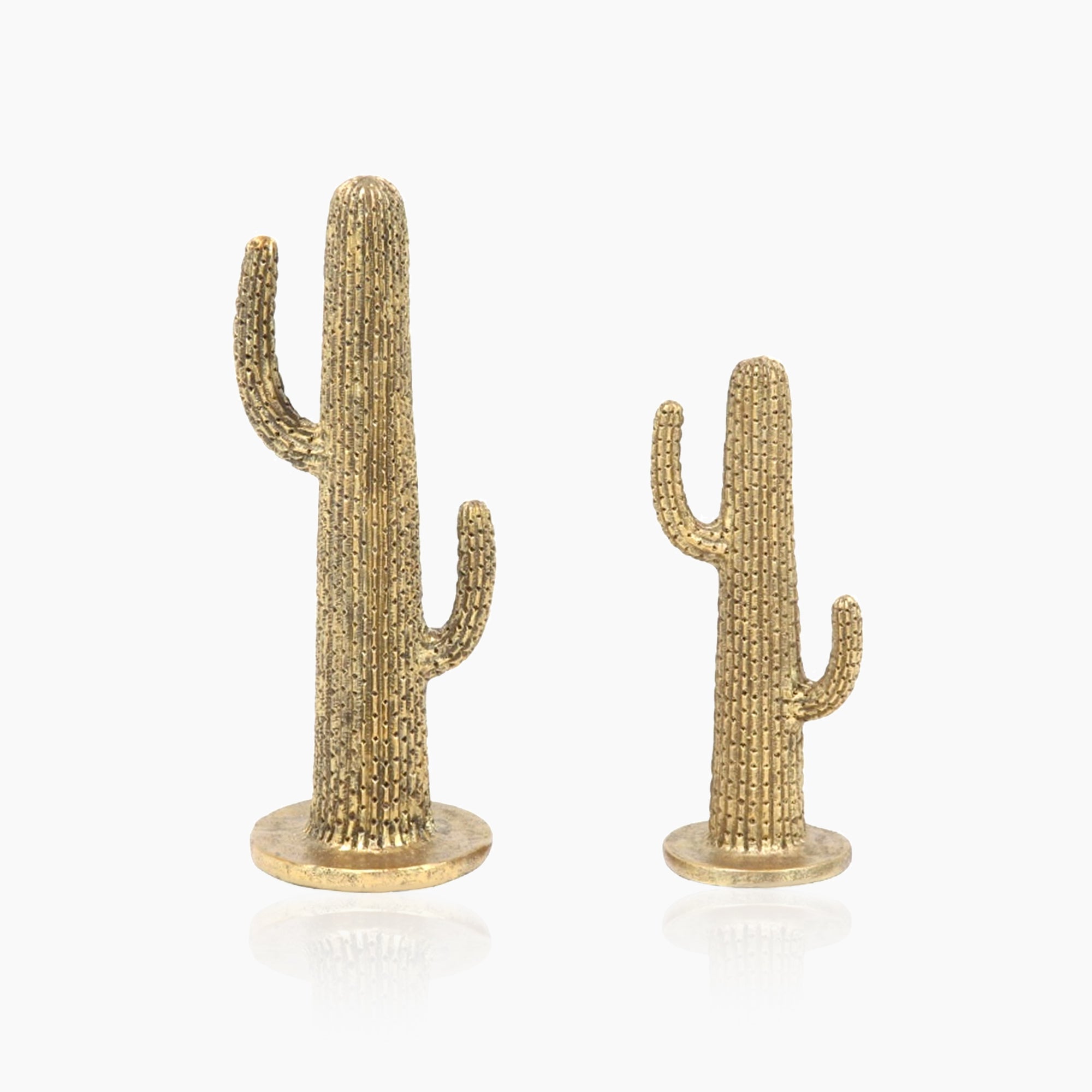 Gold Cactus Sculpture - Polystone Southwest Decor