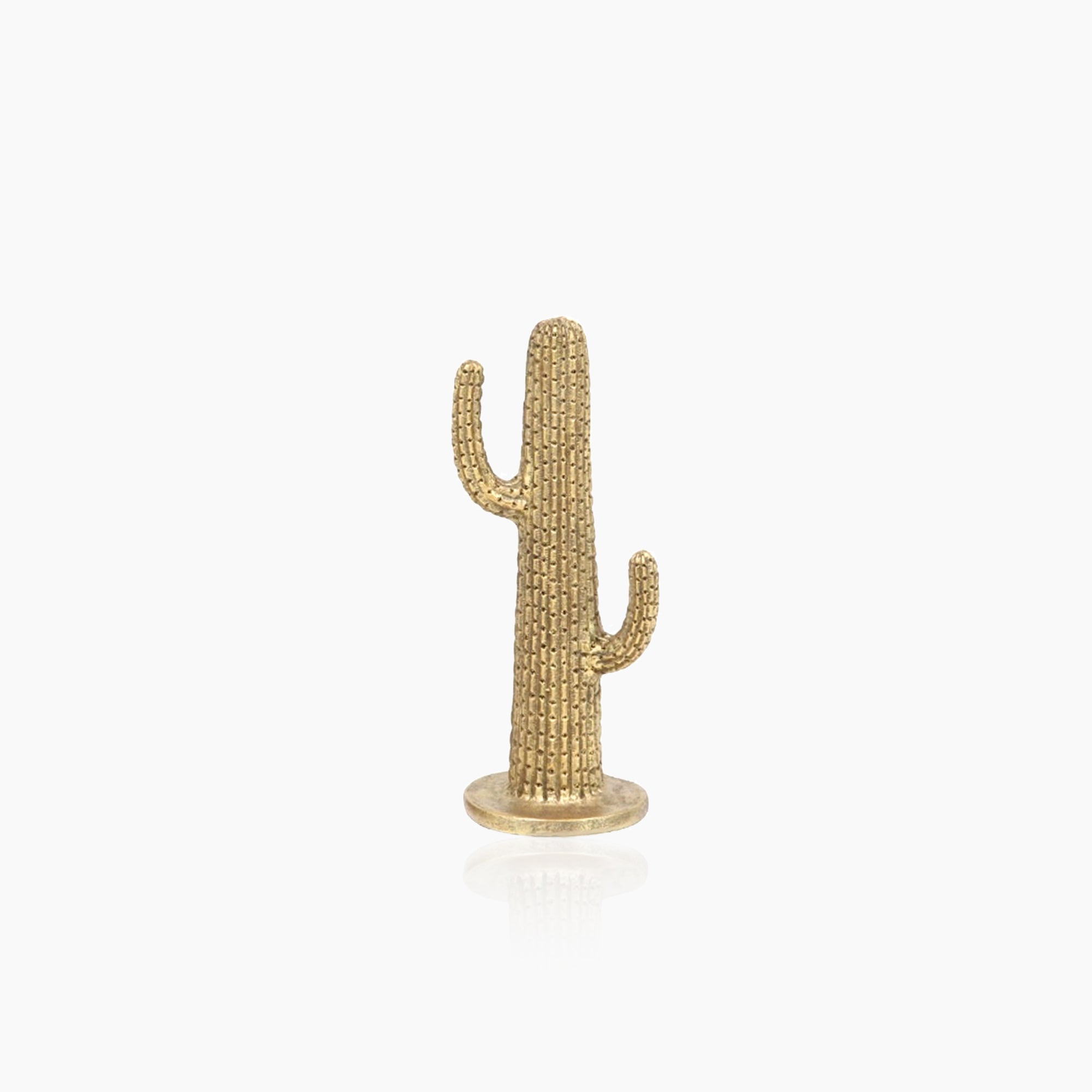 Gold Cactus Sculpture - Polystone Southwest Decor