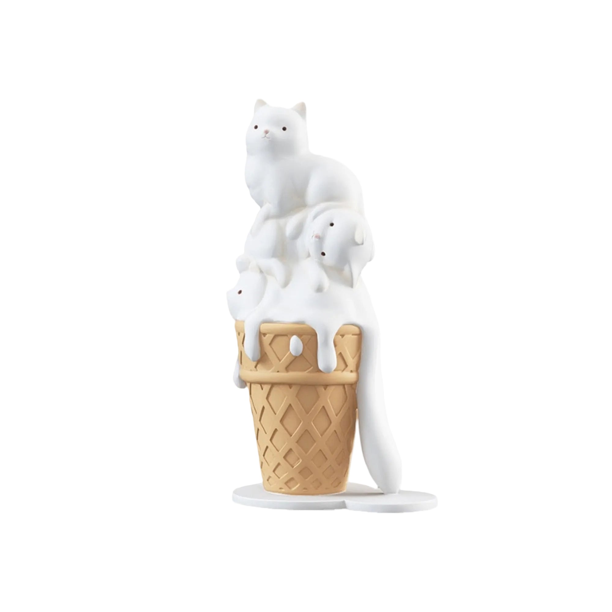 Ice Cream Cat Sculpture - Resin Melting Art