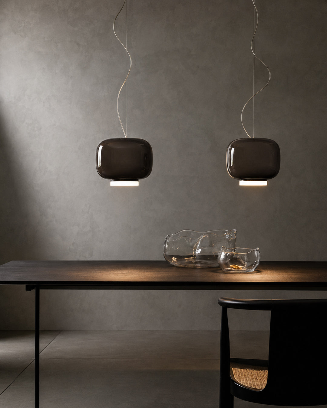 Silhouette comparison of three glass stone pendant styles