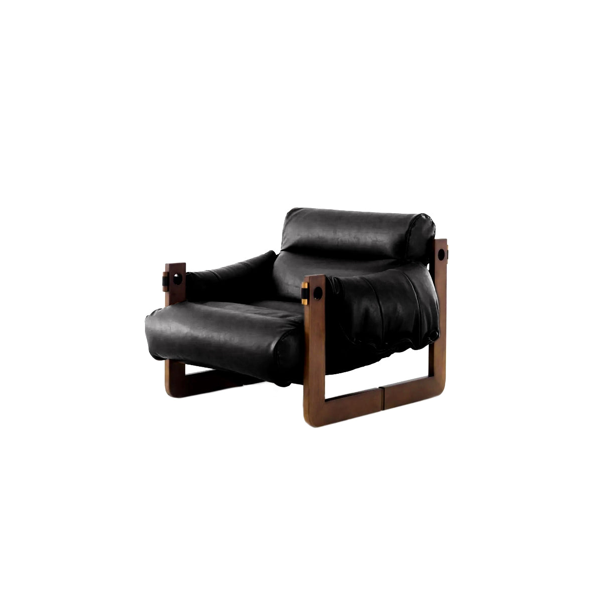 Vintage Lounge Chair - Solid Wood Wide Seat Sofa