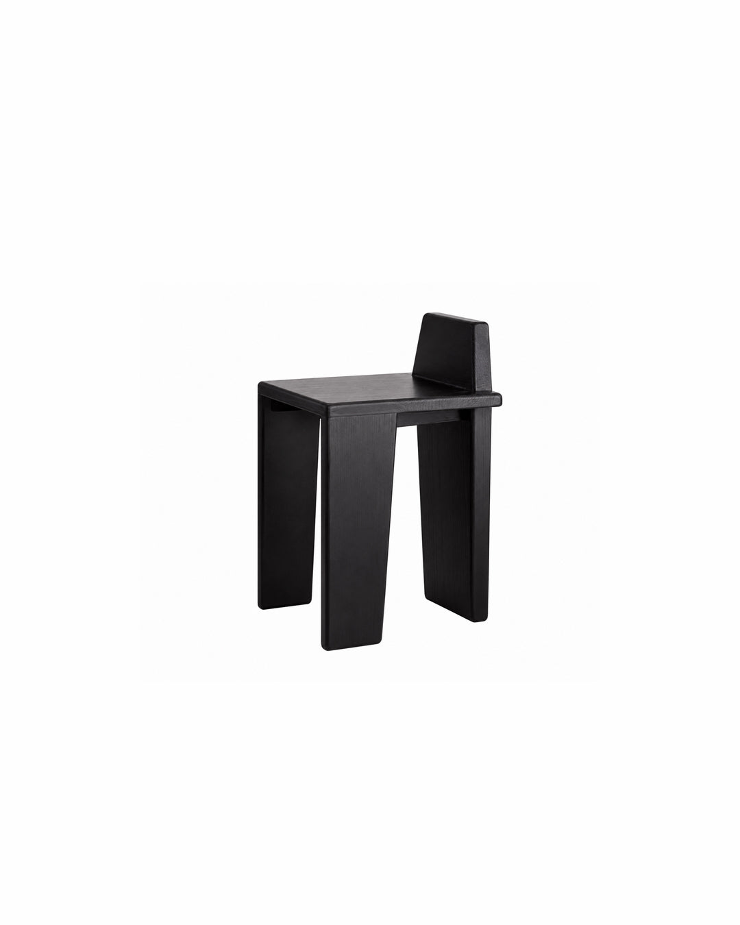 solid wood brutalist block dining chair in black - front view product photo