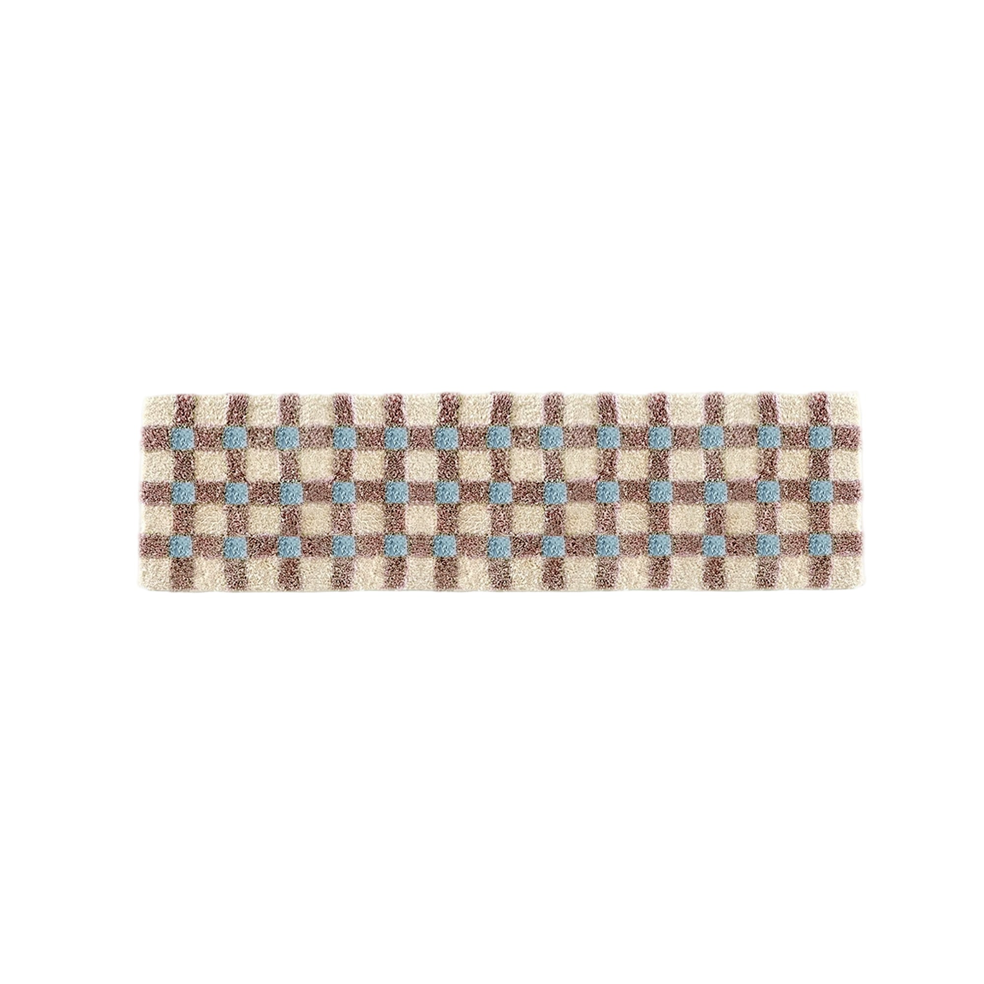Checkerboard Bedside Rug - Pastel Area Rug Soft Cozy Carpet