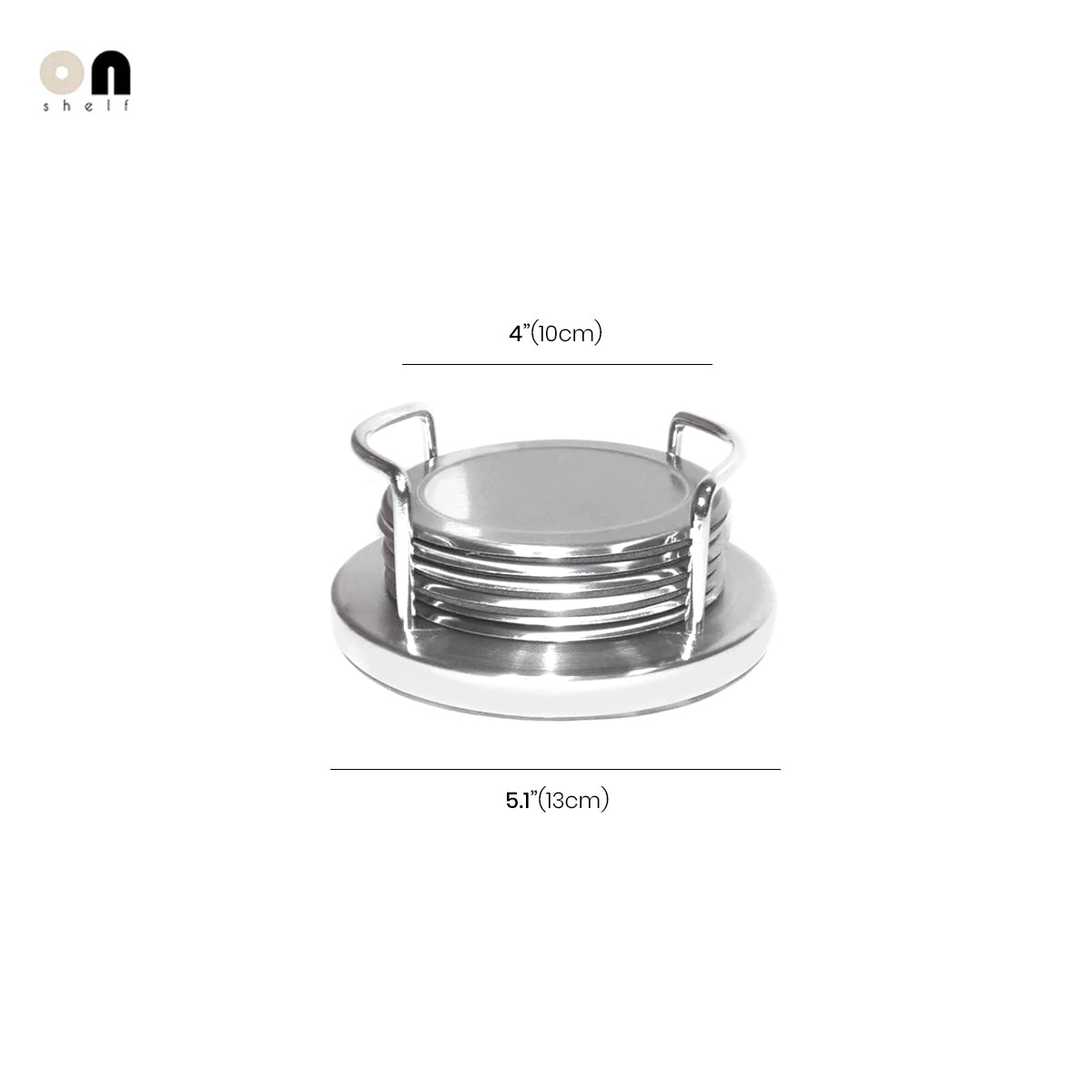 Stainless Steel Coaster Set - 6-Piece Holder Included