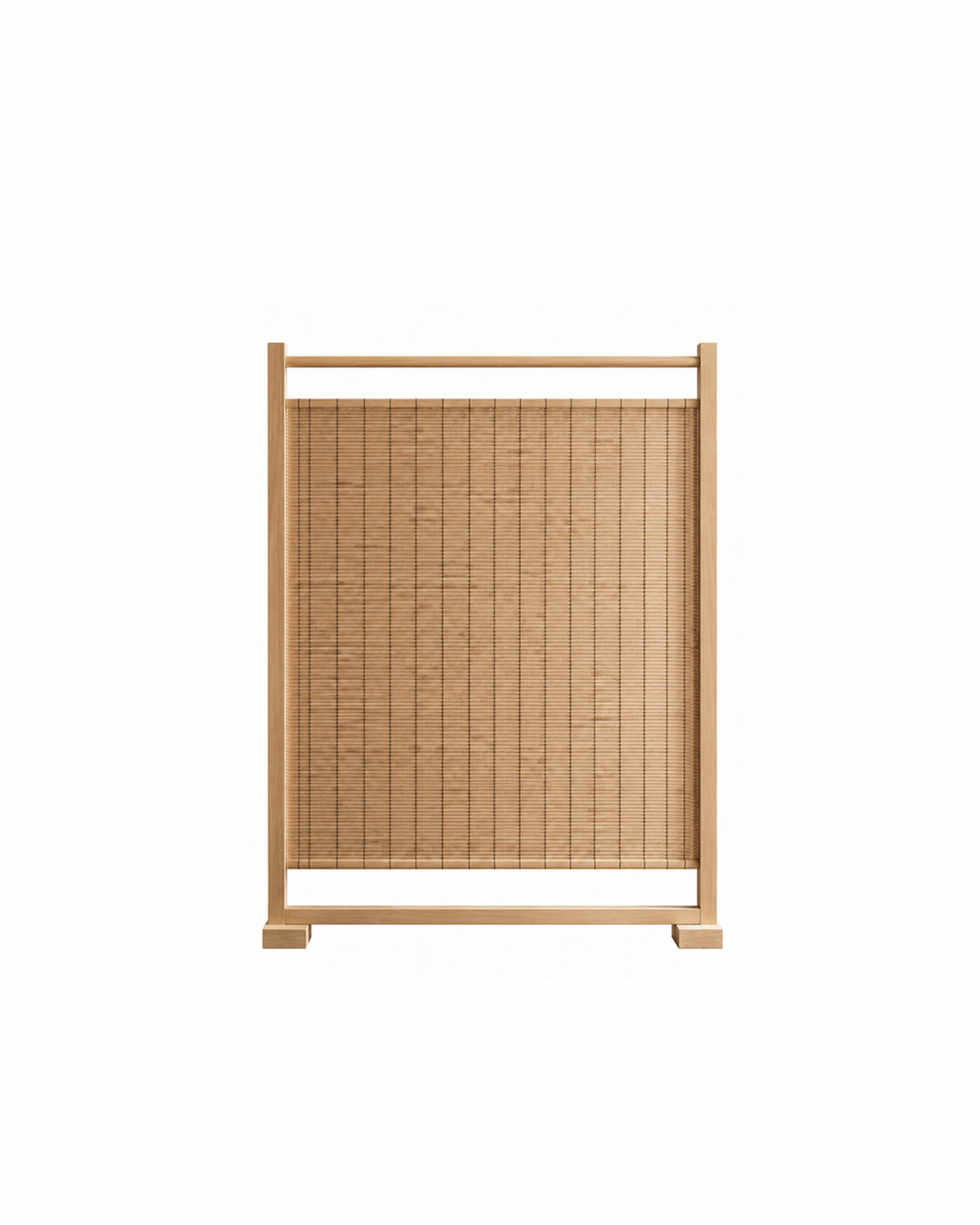 Beech finish natural reed room divider, front view