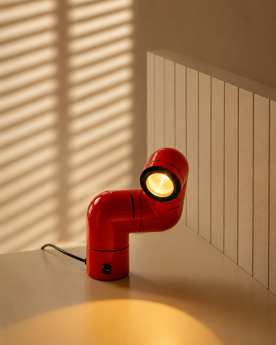 Articulating spotlight styled in a living room corner