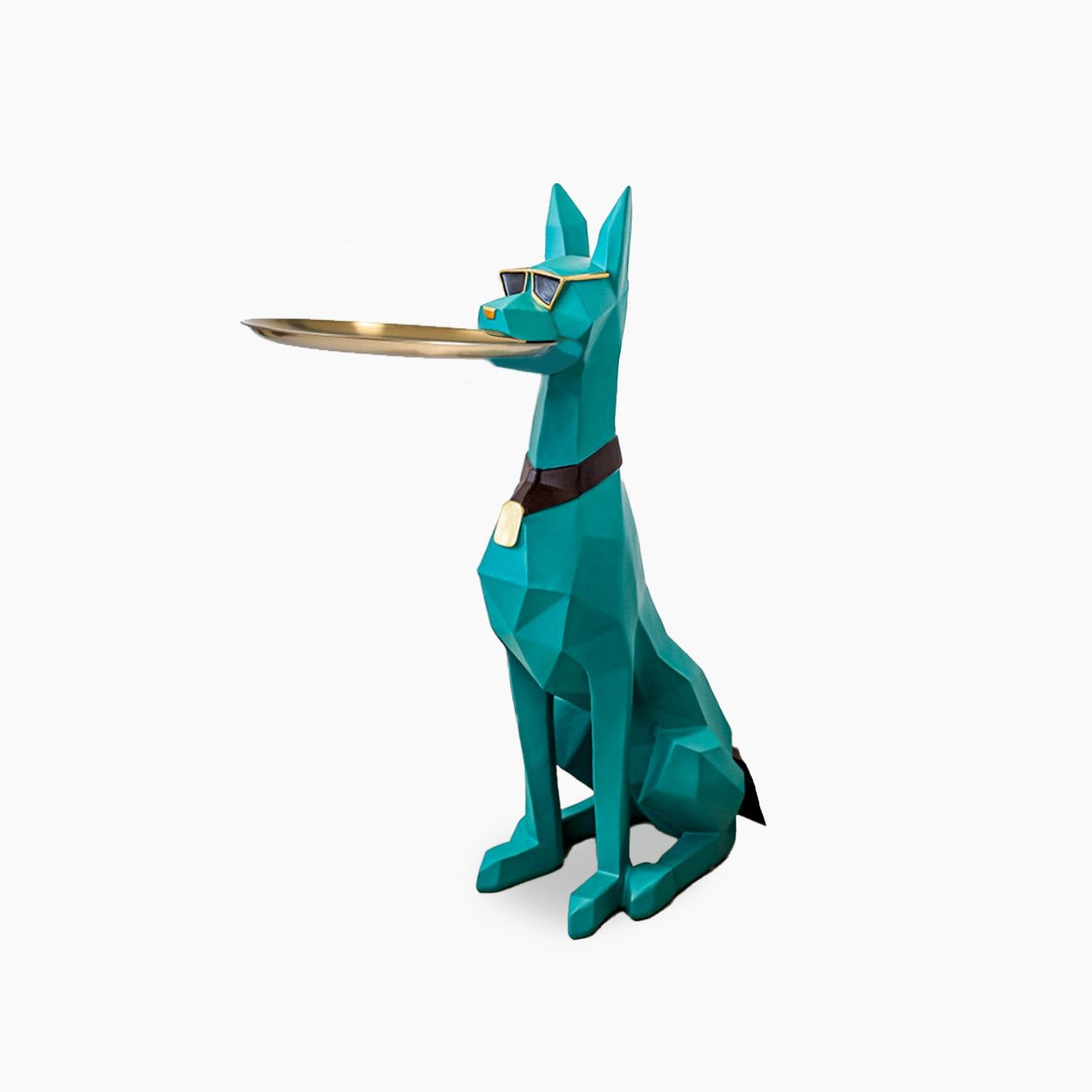 Dobermann Dog Statue - Large Resin Guard Sculpture with Front Door Key Holder