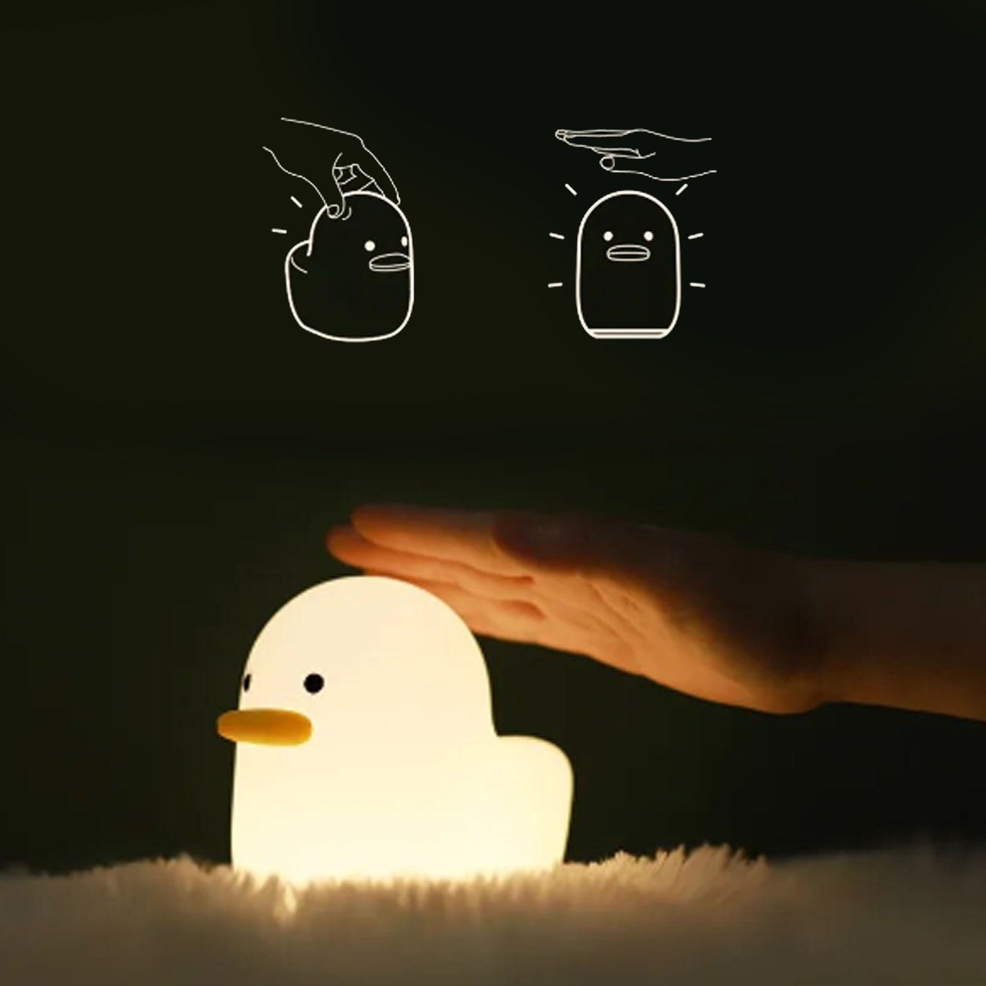 Silicone Night Light - Soft Glowing Duck Kids Room Lamp