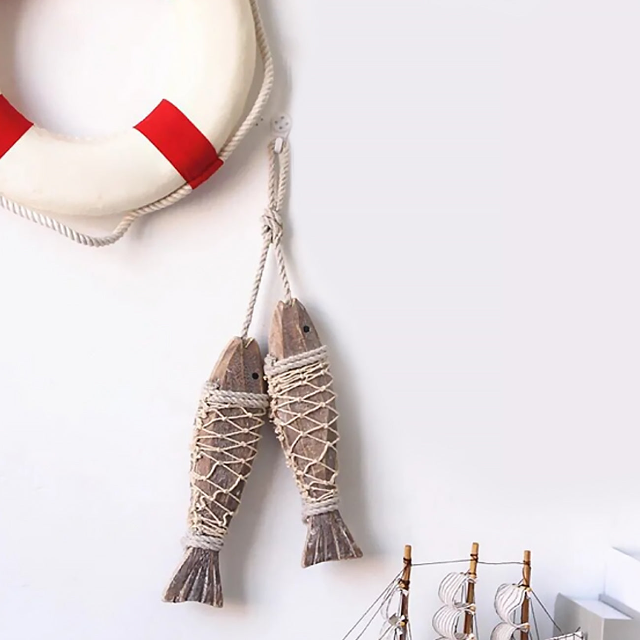 Mediterranean Wooden Fish - Handcrafted Nautical Wall Decor 7.9"