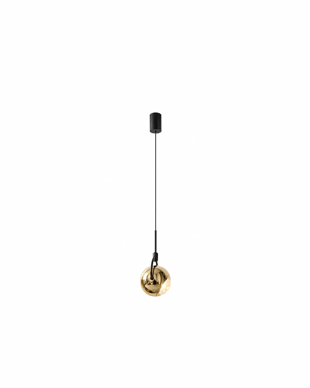 mini aluminum orb pendant light in gold - front view product photo