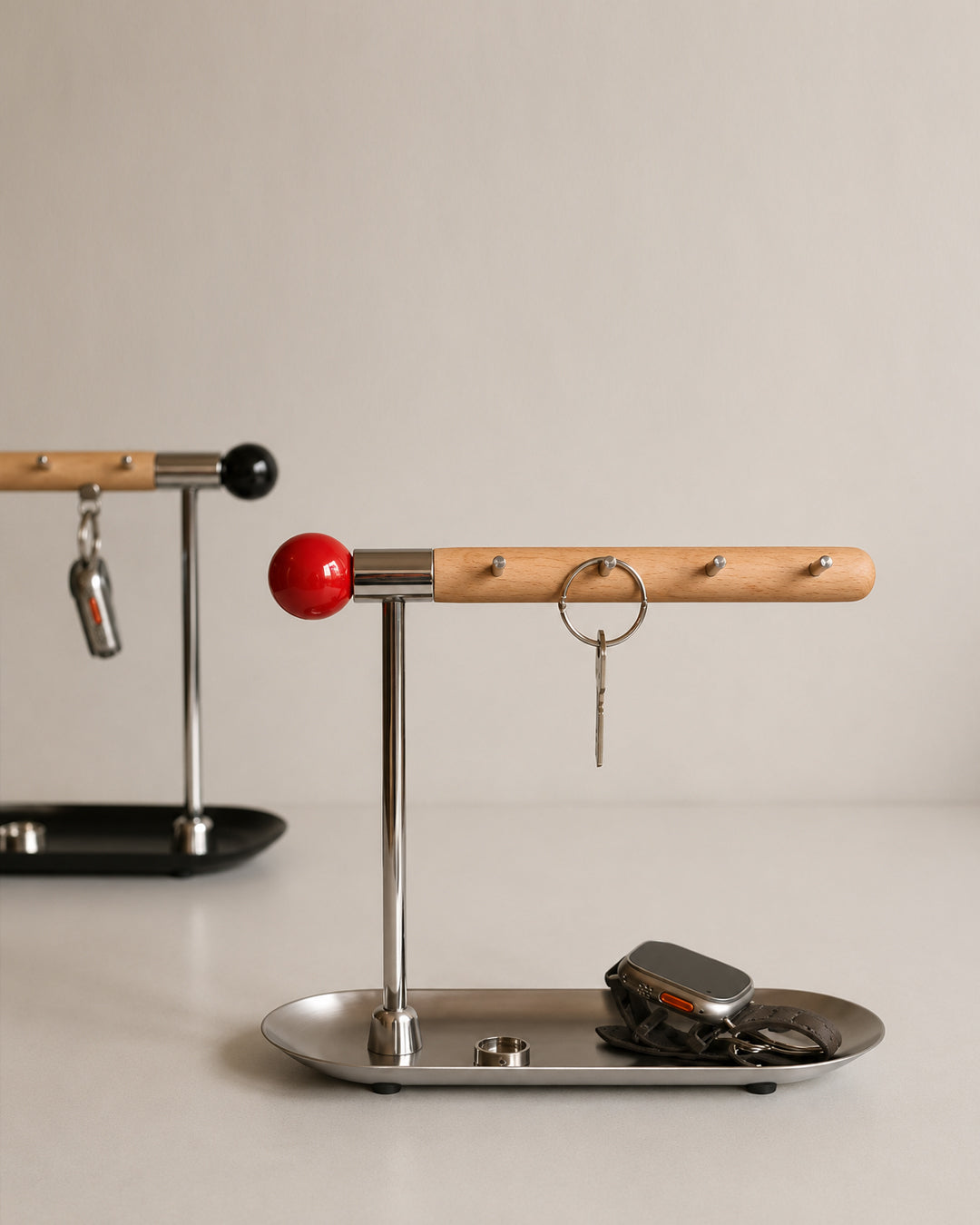 Key hook tray organizer styled on entryway console