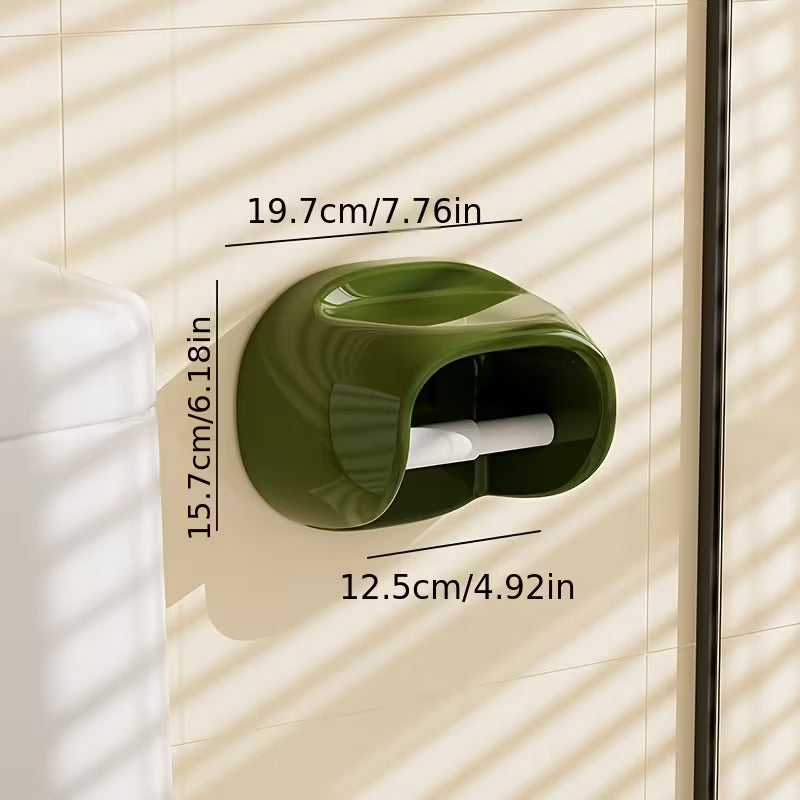 wall mounted toilet roll dispenser in beige green and red