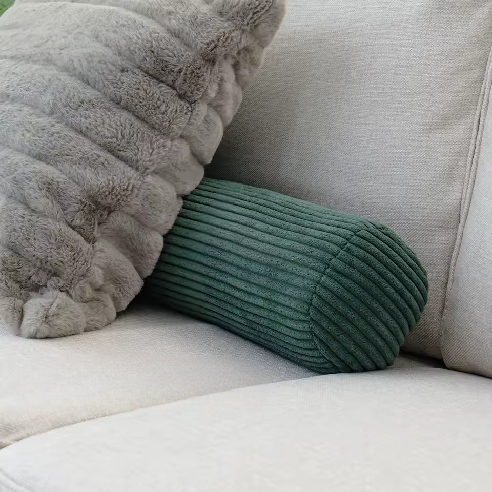 Corduroy Bolster Pillow 6x24in Cylindrical Decorative Body Cushion