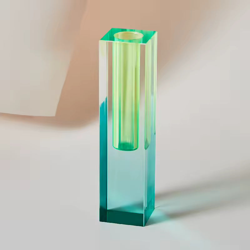 Modern Rainbow Pillar Bud Vase Decorative Acrylic Tabletop Vase