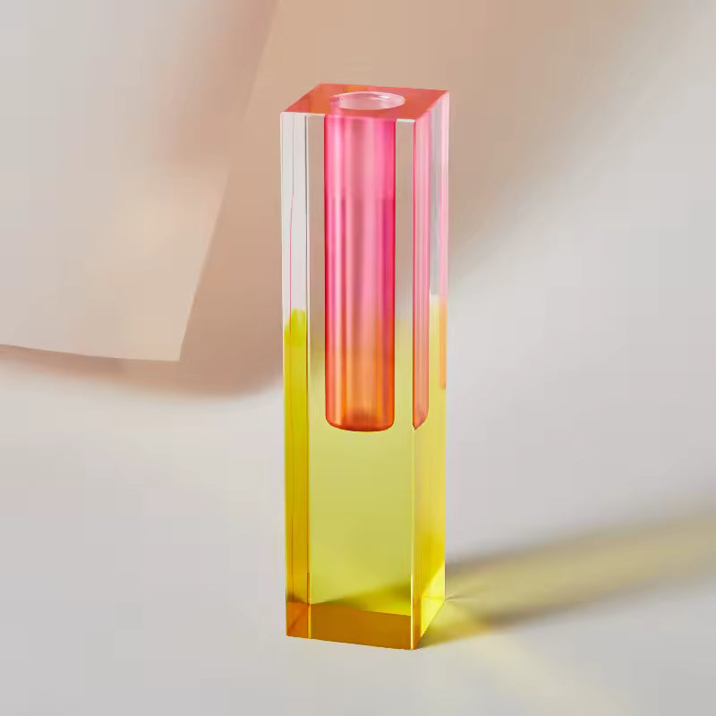 Modern Rainbow Pillar Bud Vase Decorative Acrylic Tabletop Vase
