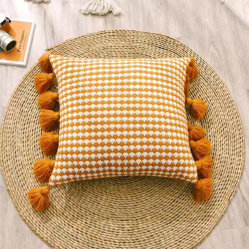 TASSEL | Geometric Knitted Retro Cushion