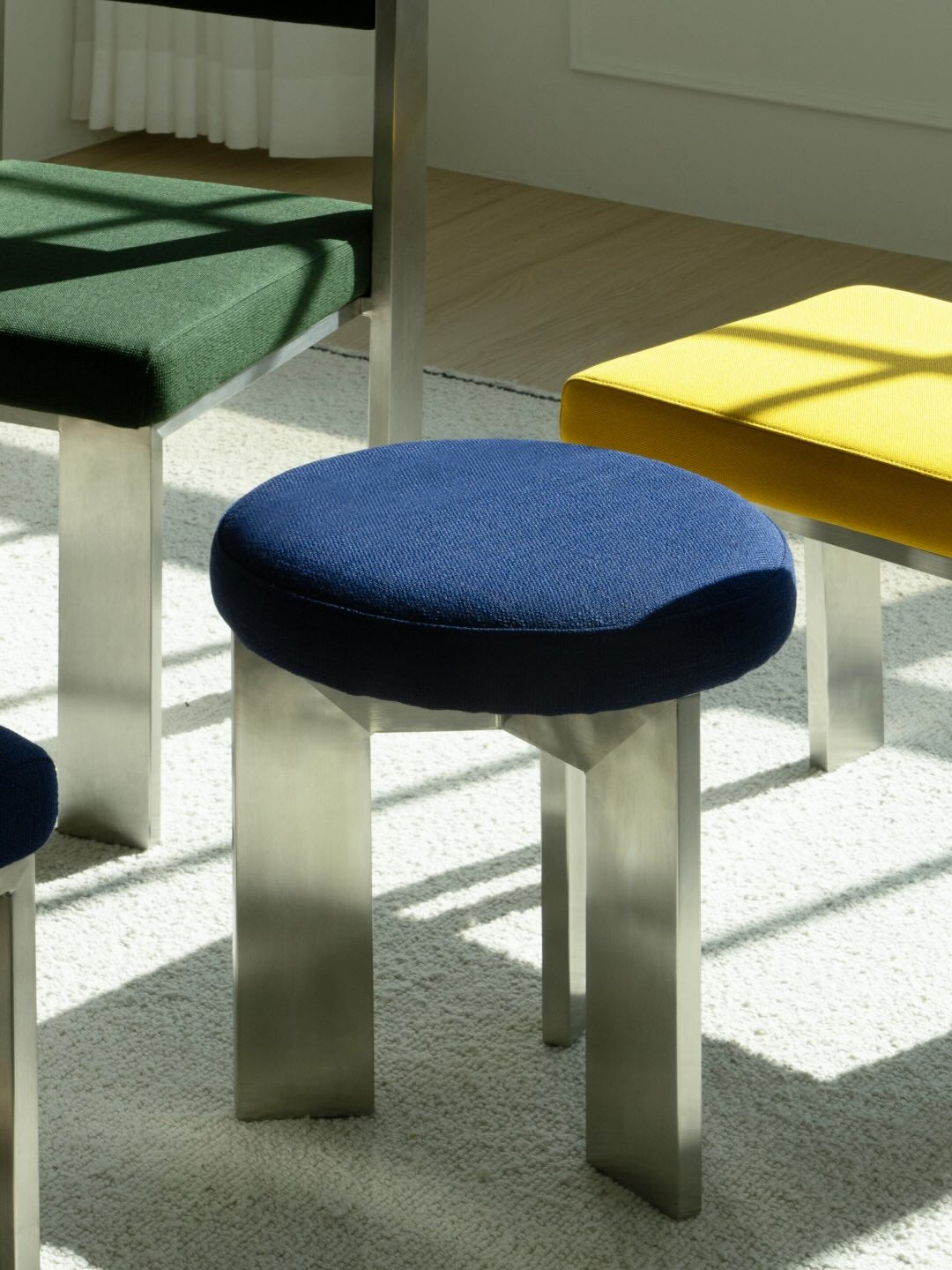 TRIO PERCH | Linen-Top Tripod Accent Stool